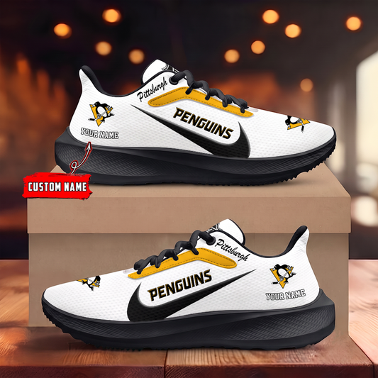 [SUPER SALE] NEW CUSTOMIZED NHL26 PBP PITTSBURGH PENGUINS ROAD RUNNING SHOES