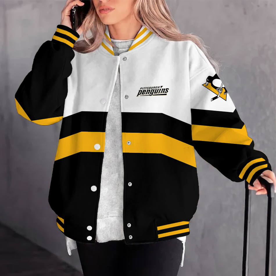 [SUPER SALE] NEW CUSTOMIZED NHL26 PBP PITTSBURGH PENGUINS SATIN VARSITY JACKET & BASEBALL JACKET