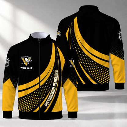 [SUPER SALE] NEW CUSTOMIZED NHL26 PBP PITTSBURGH PENGUINS STAND COLLAR JACKET