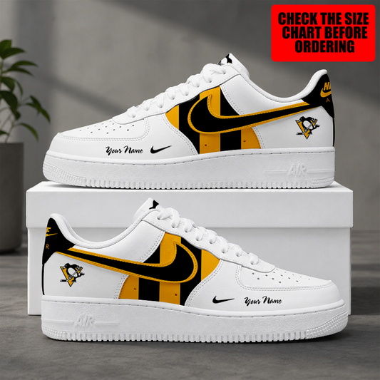 [SUPER SALE] NEW CUSTOMIZED NHL26 PBP PITTSBURGH PENGUINS AF1 SHOES