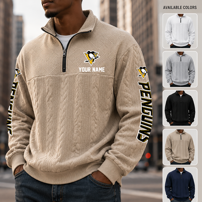 [SUPER SALE] NEW CUSTOMIZED NHL26 PBP PITTSBURGH PENGUINS MULTICOLOR QUARTER-ZIP SWEATSHIRT