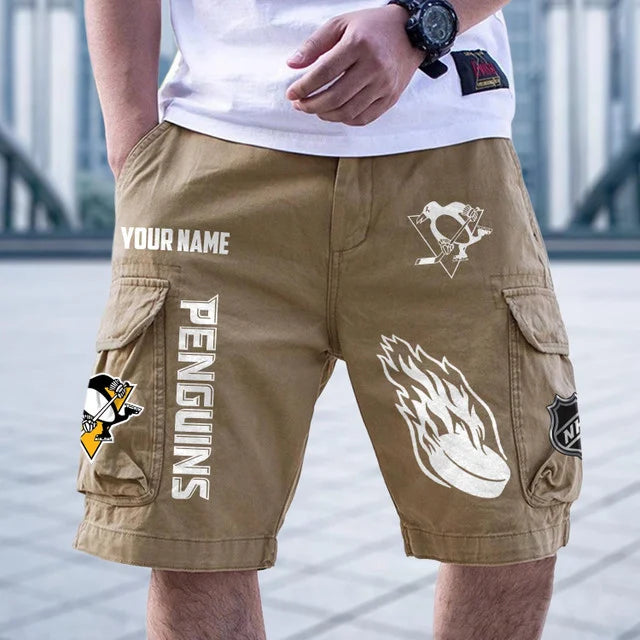 [SUPER SALE] NEW CUSTOMIZED NHL26 PBP PITTSBURGH PENGUINS CARGO SHORTS