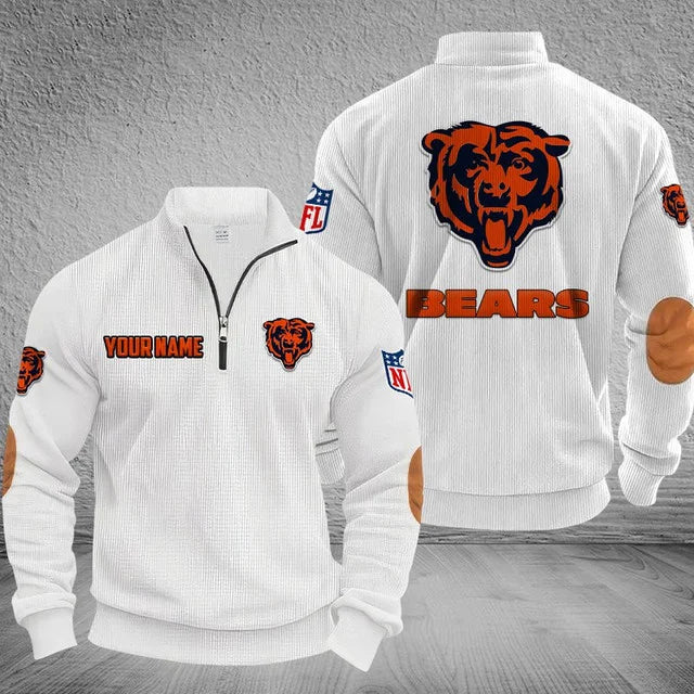 [SPECIAL OFFER] NEW CUSTOMIZED NFL26 CCB CHICAGO BEARS MULTICOLOR STRIPED QUATER ZIP SWEATSHIRT