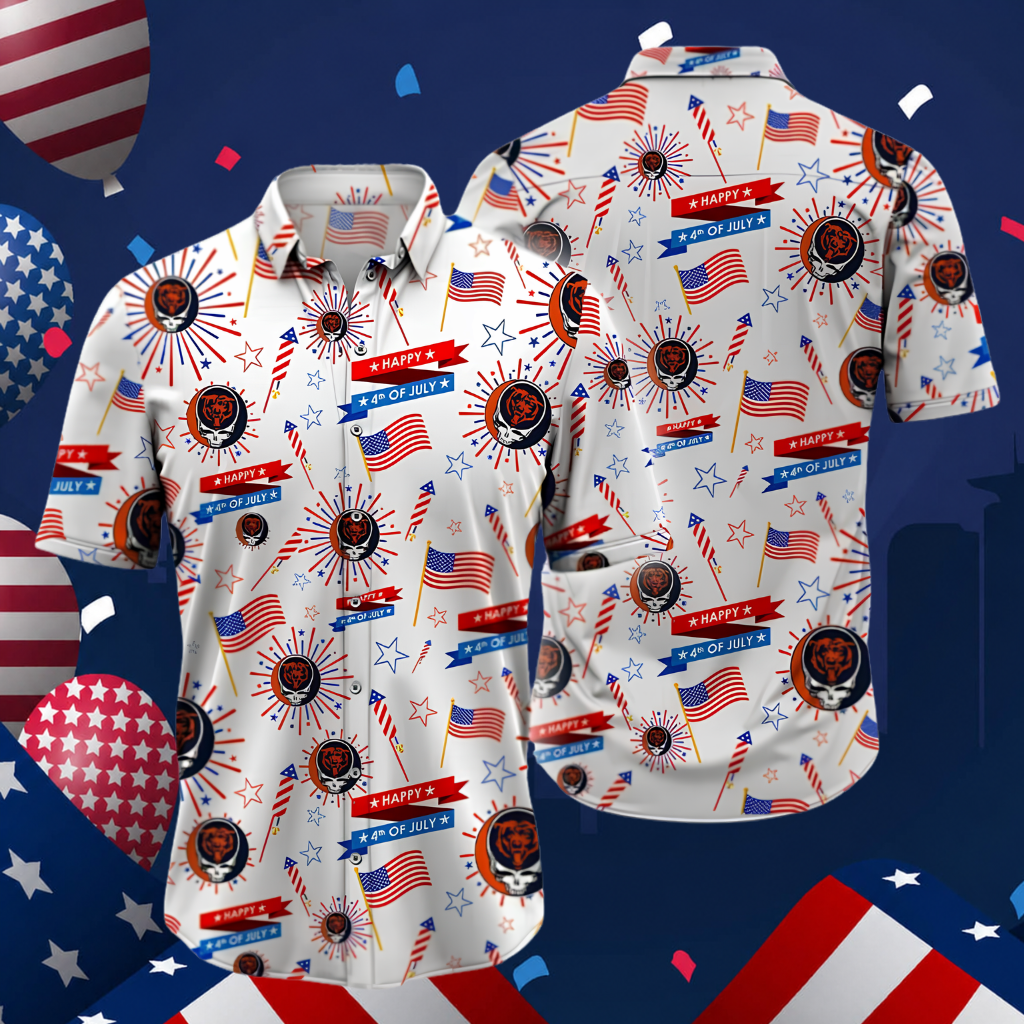 [SPECIAL OFFER] NEW CUSTOMIZED NFL26 CCB CHICAGO BEARS PATRIOTIC 250 USA HAWAIIAN SHIRT