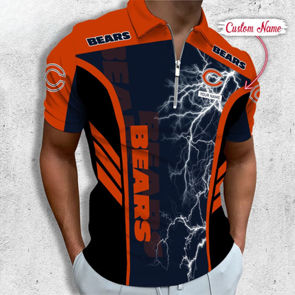 [SPECIAL OFFER] NEW CUSTOMIZED NFL26 CCB CHICAGO BEARS ZIP POLO SHIRT