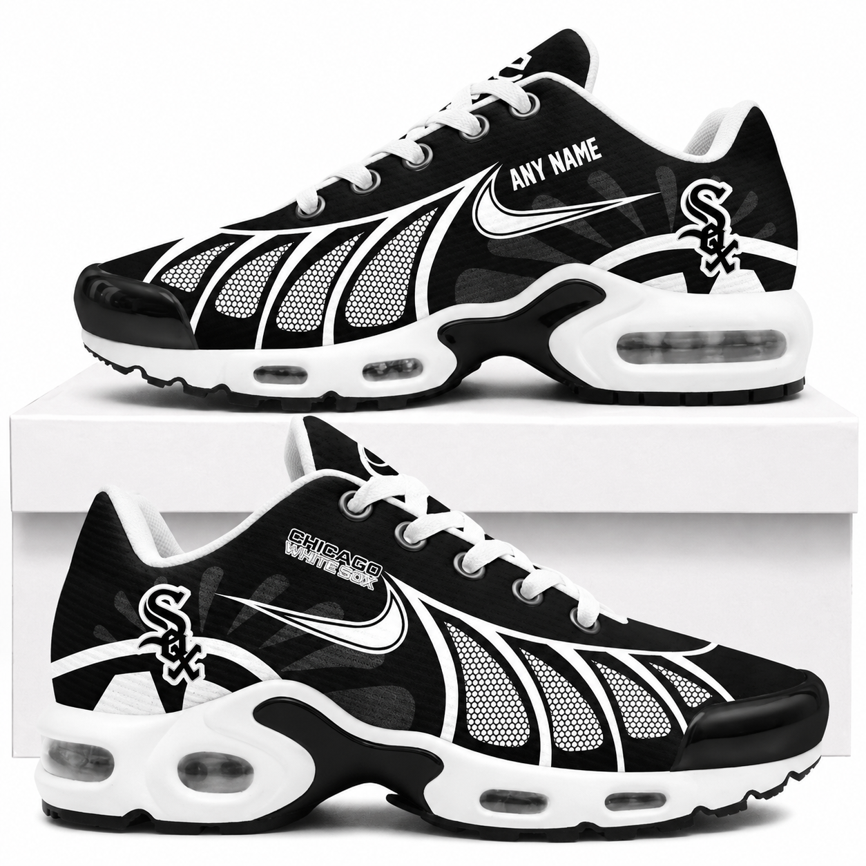 [FLASH SALE] NEW CUSTOMIZED MLB26 CWS CHICAGO WHITE SOX AIR MAX PLUS SNEAKERS