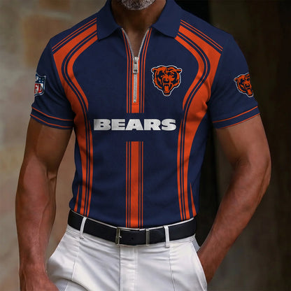 [SPECIAL OFFER] NEW CUSTOMIZED NFL26 CCB CHICAGO BEARS ZIP POLO SHIRT