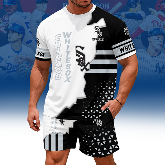 [FLASH SALE] NEW CUSTOMIZED MLB26 CWS CHICAGO WHITE SOX UNISEX T-SHIRT & SHORTS SET