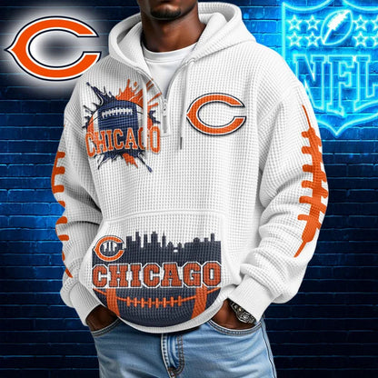 [SPECIAL OFFER] NEW CUSTOMIZED NFL26 CCB CHICAGO BEARS WAFFLE FULL ZIP HOODIE