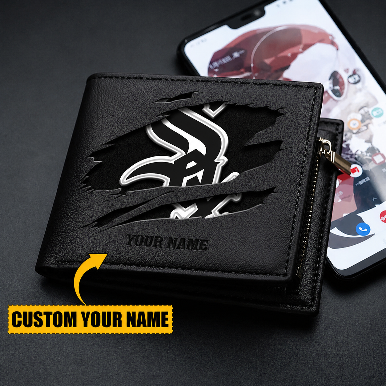 [FLASH SALE] NEW CUSTOMIZED MLB26 CWS CHICAGO WHITE SOX LEATHER WALLET