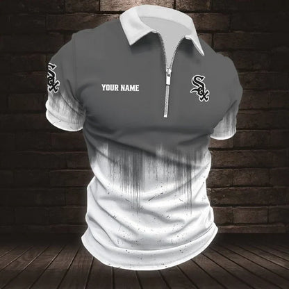 [FLASH SALE] NEW CUSTOMIZED MLB26 CWS CHICAGO WHITE SOX ZIP POLO SHIRT