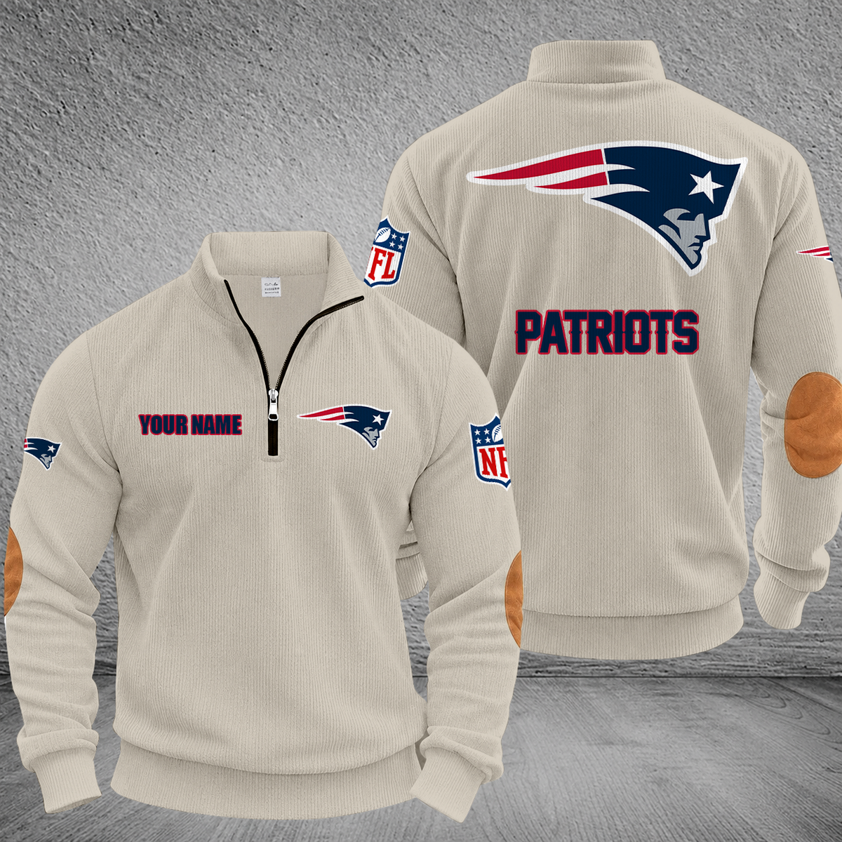 [SPECIAL OFFER] NEW CUSTOMIZED NFL27 NEP NEW ENGLAND PATRIOTS MULTICOLOR STRIPED QUATER ZIP SWEATSHIRT