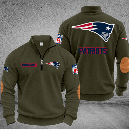 [SPECIAL OFFER] NEW CUSTOMIZED NFL27 NEP NEW ENGLAND PATRIOTS MULTICOLOR STRIPED QUATER ZIP SWEATSHIRT