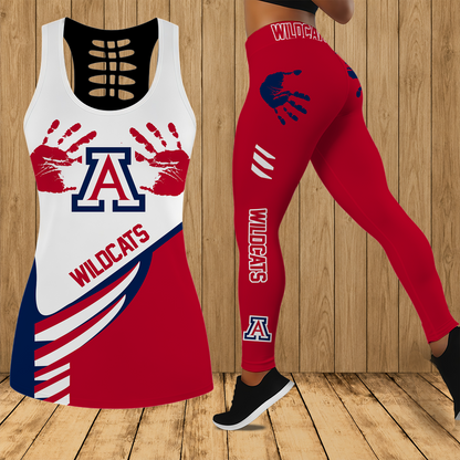 [FAN FAVORITE] NEW CUSTOMIZED NCAA FBS27 ARW ARIZONA WILDCATS HOLLOW TANK TOP & LEGGINGS SET