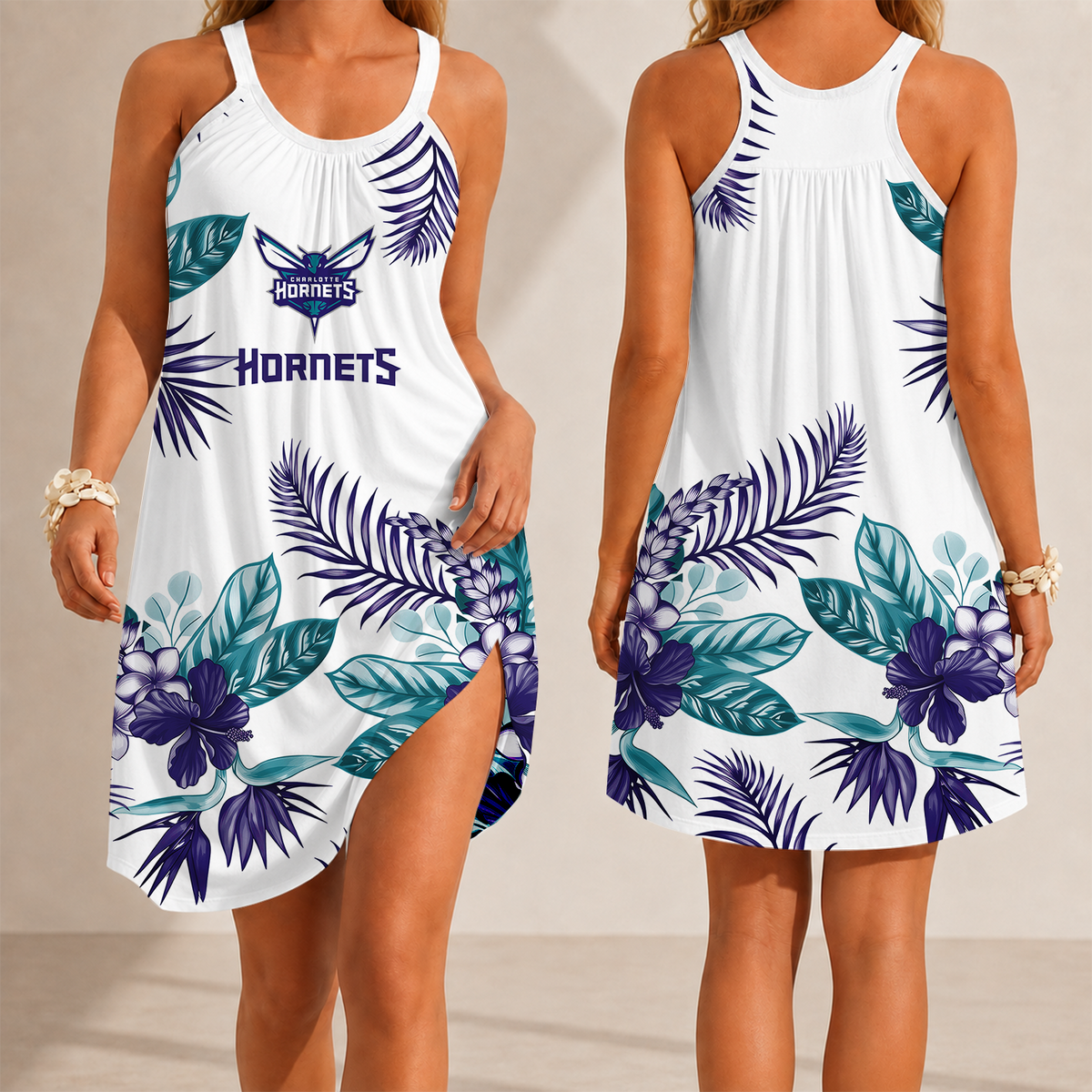 [HOT DEAL] NEW CUSTOMIZED NBA27 CHO CHARLOTTE HORNETS CAMISOLE DRESS