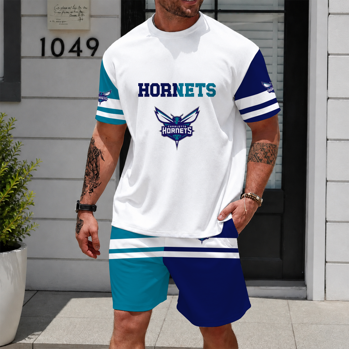 [HOT DEAL] NEW CUSTOMIZED NBA27 CHO CHARLOTTE HORNETS UNISEX T-SHIRT & SHORTS SET