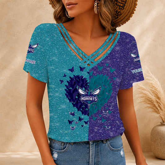 [HOT DEAL] NEW CUSTOMIZED NBA27 CHO CHARLOTTE HORNETS V-NECK SHIRT