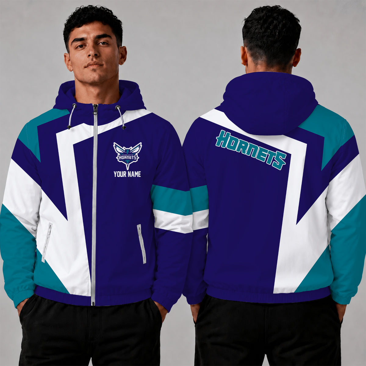 [HOT DEAL] NEW CUSTOMIZED NBA27 CHO CHARLOTTE HORNETS WINDBREAKER JACKET
