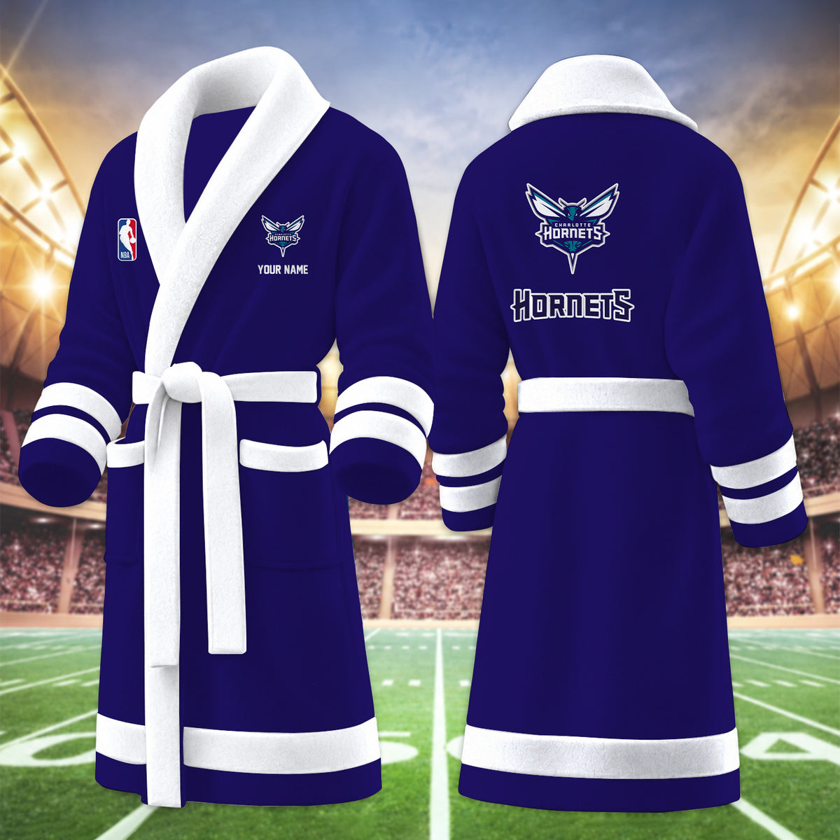 [HOT DEAL] NEW CUSTOMIZED NBA27 CHO CHARLOTTE HORNETS MULTICOLOR FLEECE BATHROBE