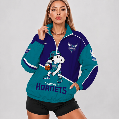 [HOT DEAL] NEW CUSTOMIZED NBA27 CHO CHARLOTTE HORNETS V-NECK ZIPPER SWEATSHIRT JACKET