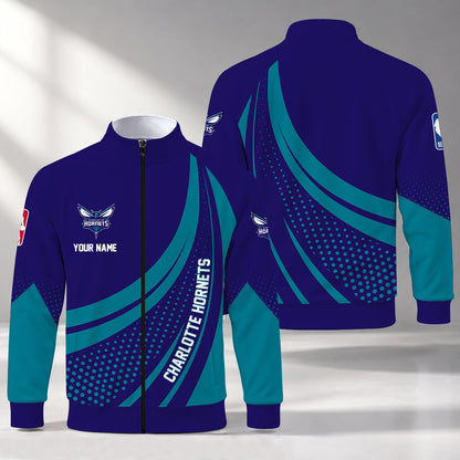 [HOT DEAL] NEW CUSTOMIZED NBA27 CHO CHARLOTTE HORNETS STAND COLLAR JACKET