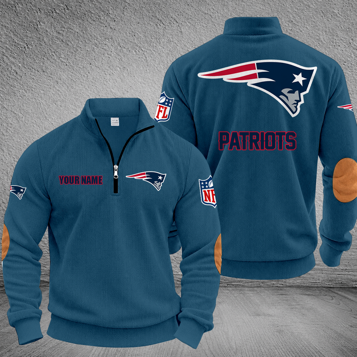 [SPECIAL OFFER] NEW CUSTOMIZED NFL27 NEP NEW ENGLAND PATRIOTS MULTICOLOR STRIPED QUATER ZIP SWEATSHIRT