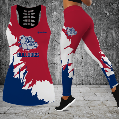 [FAN FAVORITE] NEW CUSTOMIZED NCAA MAM27 GOB GONZAGA BULLDOGS STRAPPY HOLLOW TANK TOP & LEGGINGS SET