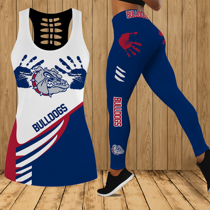 [FAN FAVORITE] NEW CUSTOMIZED NCAA MAM27 GOB GONZAGA BULLDOGS STRAPPY HOLLOW TANK TOP & LEGGINGS SET