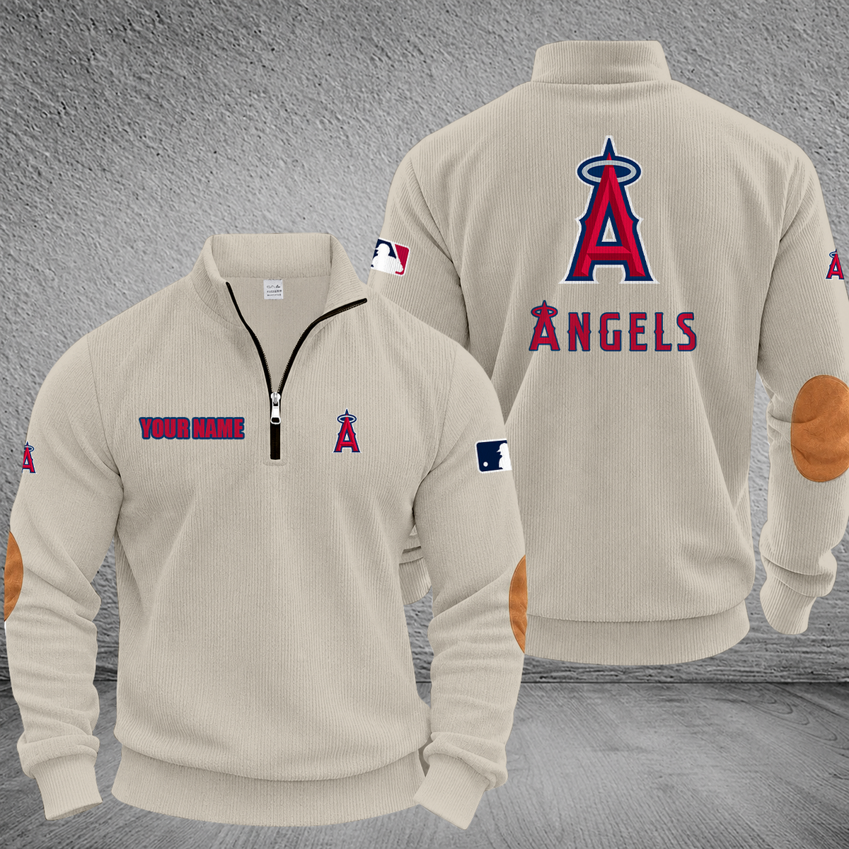 [FLASH SALE] NEW CUSTOMIZED MLB27 LAA LOS ANGELES ANGELS MULTICOLOR STRIPED QUATER ZIP SWEATSHIRT