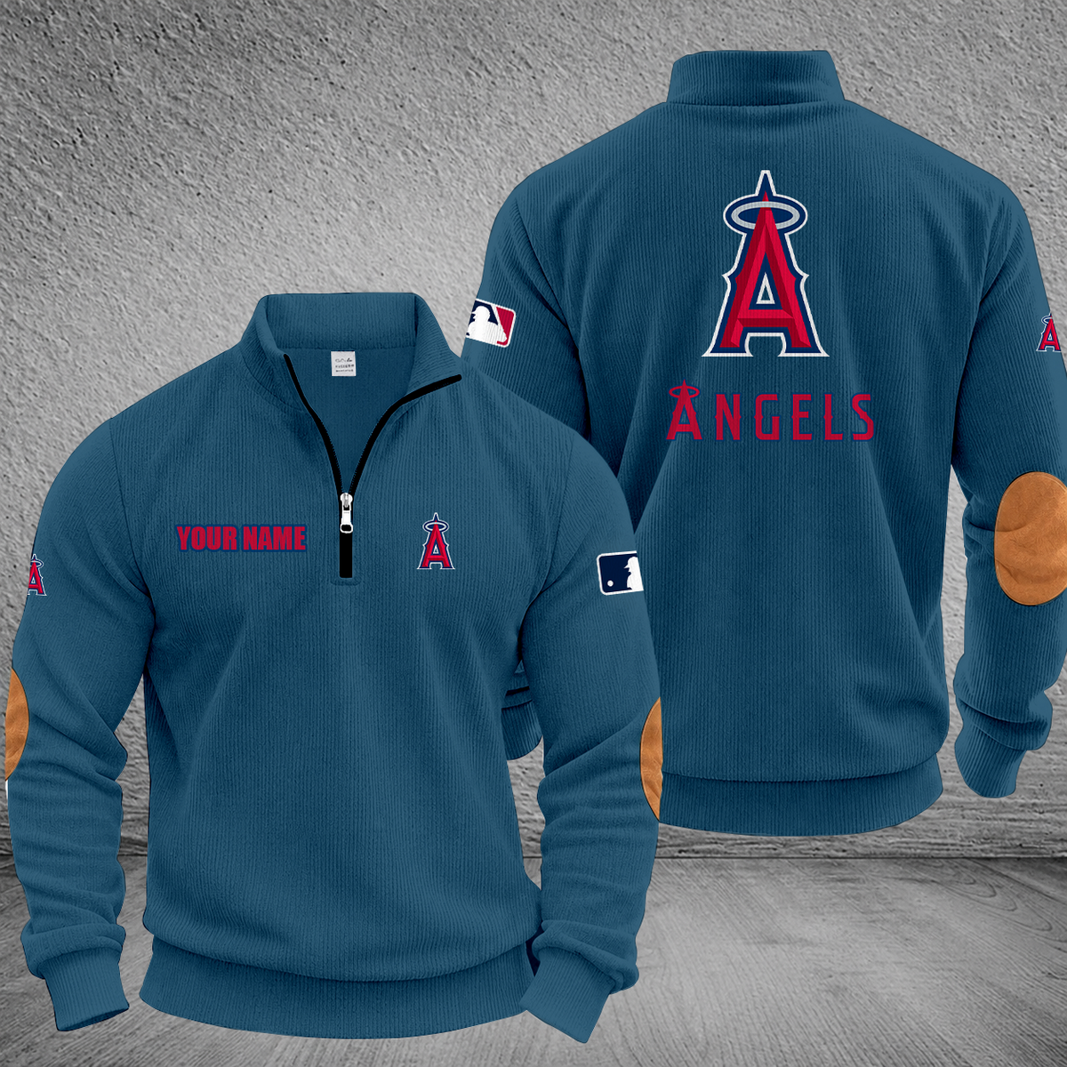 [FLASH SALE] NEW CUSTOMIZED MLB27 LAA LOS ANGELES ANGELS MULTICOLOR STRIPED QUATER ZIP SWEATSHIRT