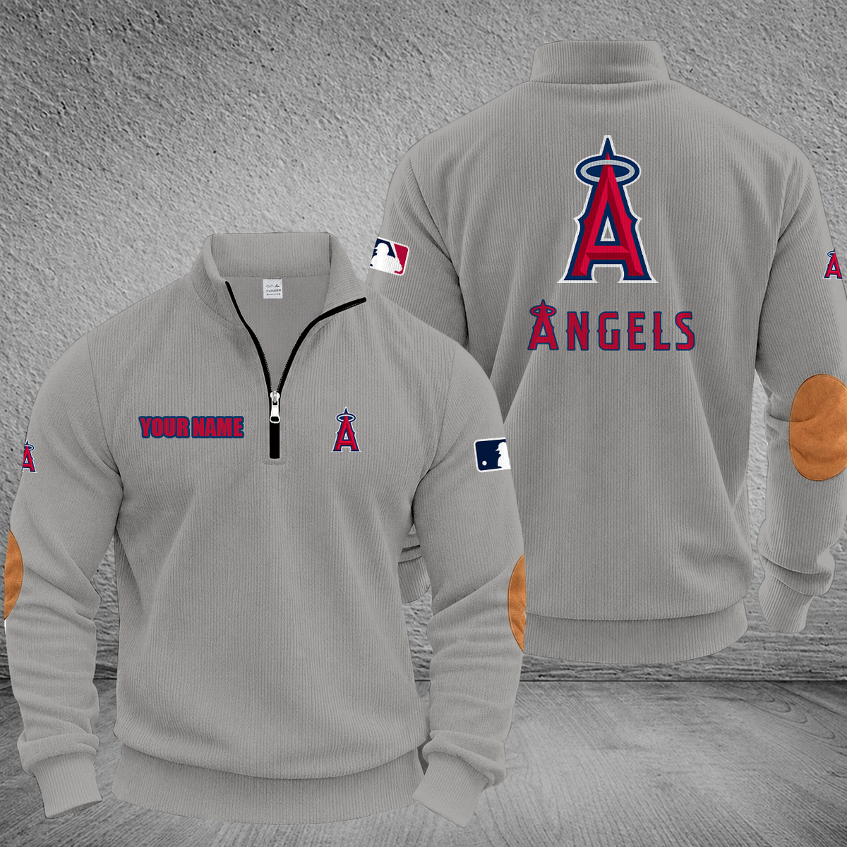 [FLASH SALE] NEW CUSTOMIZED MLB27 LAA LOS ANGELES ANGELS MULTICOLOR STRIPED QUATER ZIP SWEATSHIRT