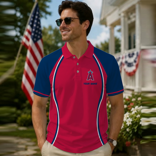 [FLASH SALE] NEW CUSTOMIZED MLB27 LAA LOS ANGELES ANGELS POLO SHIRT