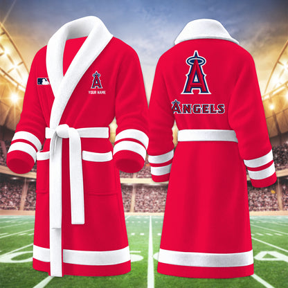 [FLASH SALE] NEW CUSTOMIZED MLB27 LAA LOS ANGELES ANGELS MULTICOLOR FLEECE BATHROBE