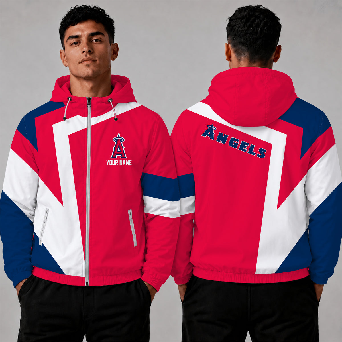 [FLASH SALE] NEW CUSTOMIZED MLB27 LAA LOS ANGELES ANGELS WINDBREAKER JACKET