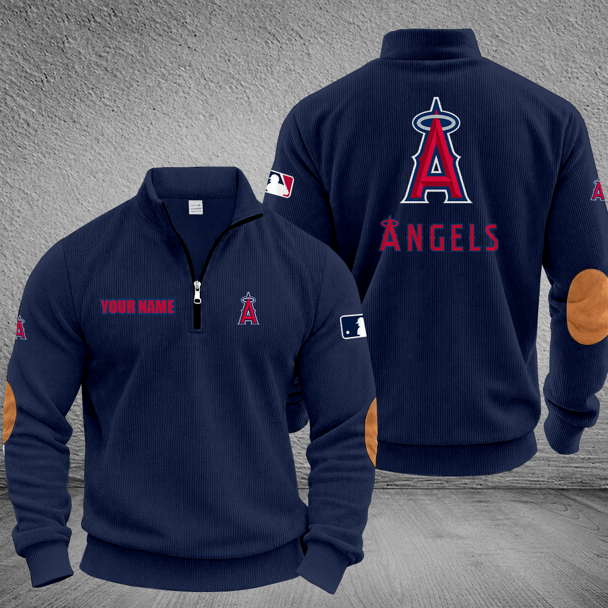 [FLASH SALE] NEW CUSTOMIZED MLB27 LAA LOS ANGELES ANGELS MULTICOLOR STRIPED QUATER ZIP SWEATSHIRT