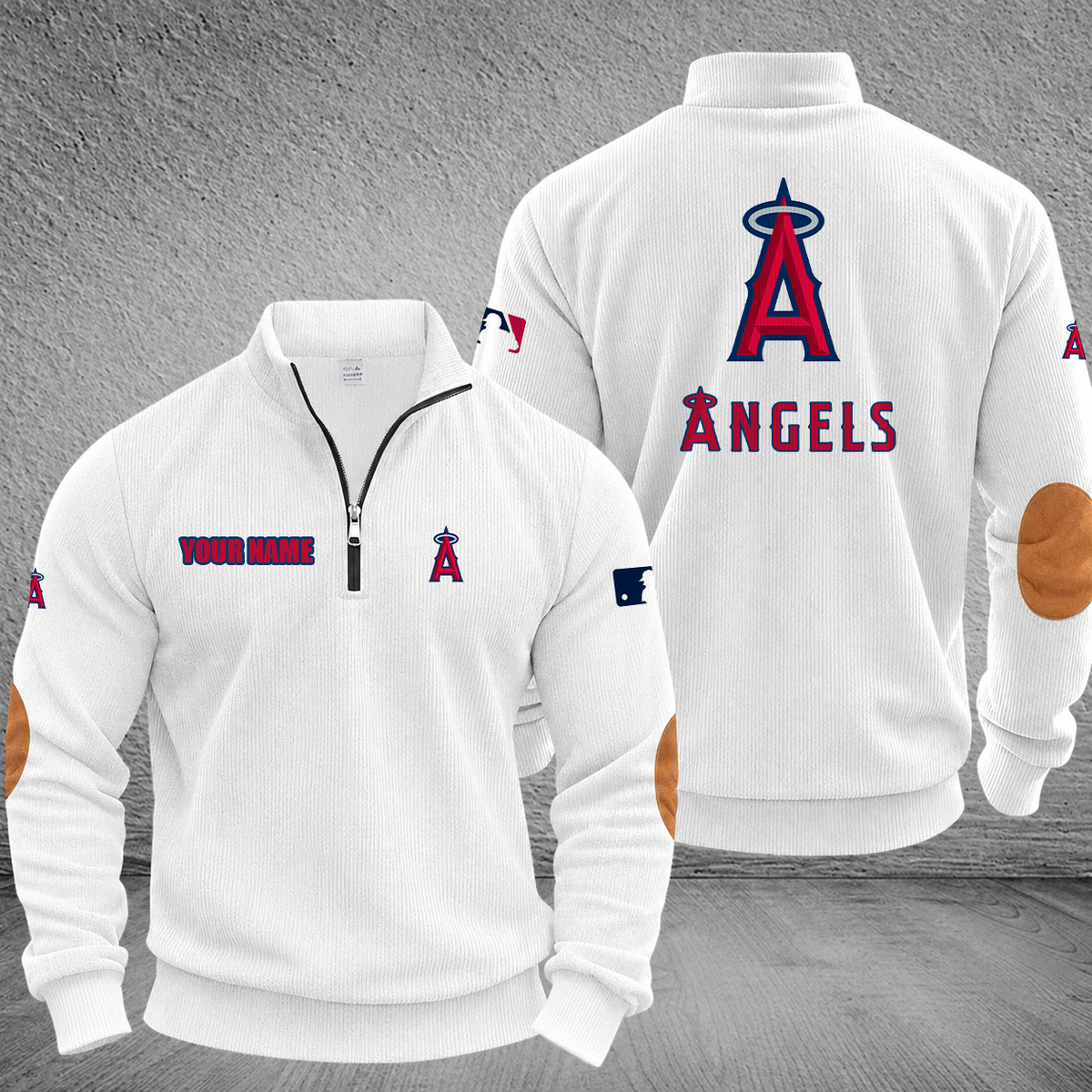 [FLASH SALE] NEW CUSTOMIZED MLB27 LAA LOS ANGELES ANGELS MULTICOLOR STRIPED QUATER ZIP SWEATSHIRT