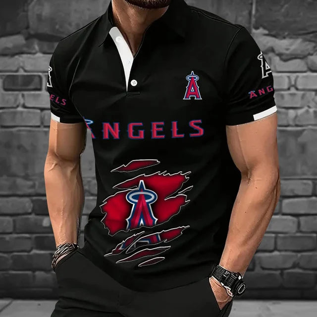 [FLASH SALE] NEW CUSTOMIZED MLB27 LAA LOS ANGELES ANGELS POLO SHIRT