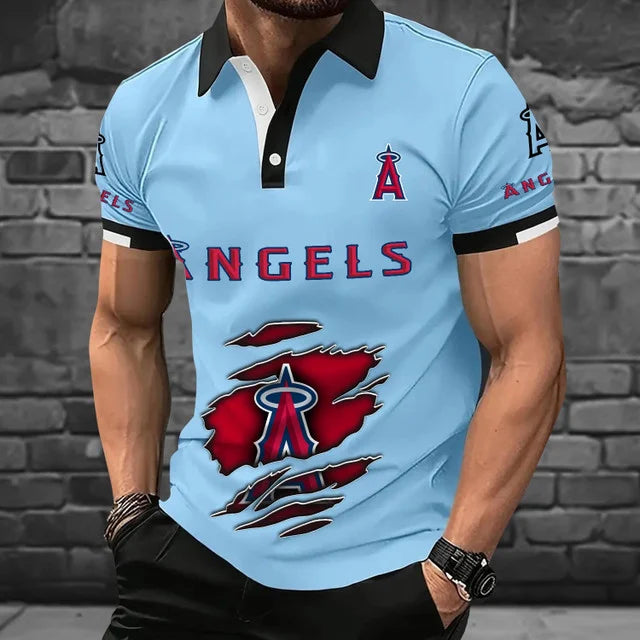 [FLASH SALE] NEW CUSTOMIZED MLB27 LAA LOS ANGELES ANGELS POLO SHIRT