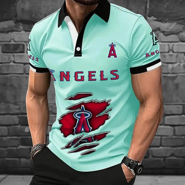 [FLASH SALE] NEW CUSTOMIZED MLB27 LAA LOS ANGELES ANGELS POLO SHIRT