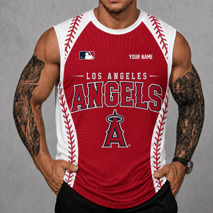 [FLASH SALE] NEW CUSTOMIZED MLB27 LAA LOS ANGELES ANGELS TANK TOP & GYM SHIRT