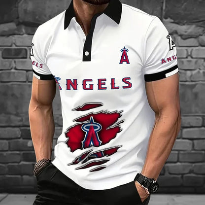 [FLASH SALE] NEW CUSTOMIZED MLB27 LAA LOS ANGELES ANGELS POLO SHIRT