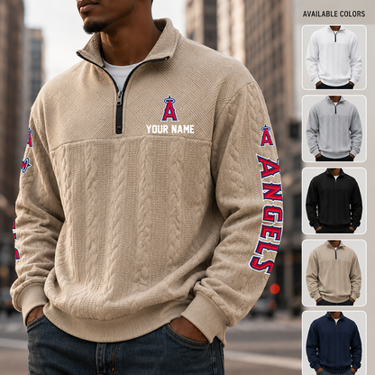 [FLASH SALE] NEW CUSTOMIZED MLB27 LAA LOS ANGELES ANGELS MULTICOLOR QUARTER-ZIP SWEATSHIRT