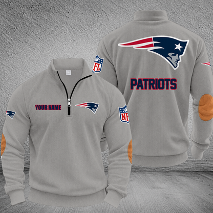 [SPECIAL OFFER] NEW CUSTOMIZED NFL27 NEP NEW ENGLAND PATRIOTS MULTICOLOR STRIPED QUATER ZIP SWEATSHIRT