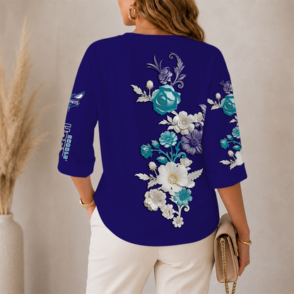 LIMITED EDITION - NEW CUSTOMIZED NBA27 CHO CHARLOTTE HORNETS WOMEN'S V-NECK LONG SLEEVE SHIRT