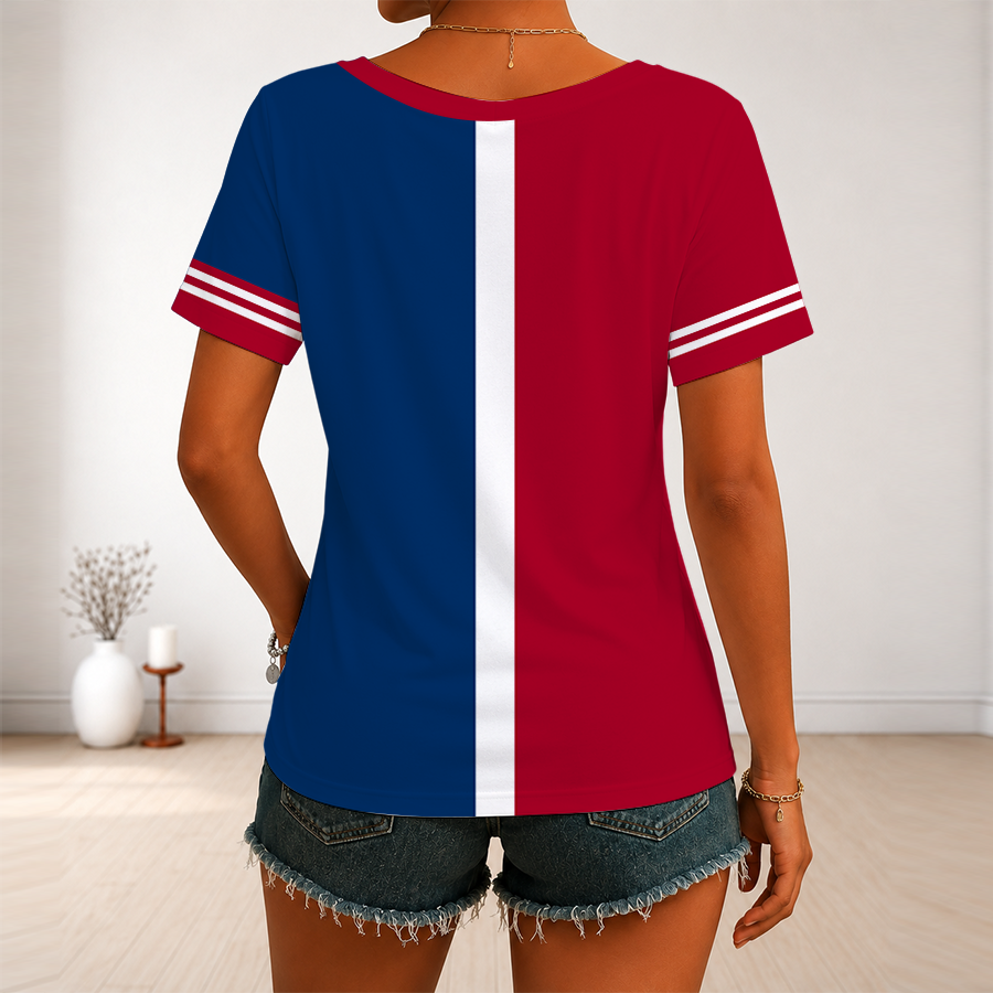 [FLASH SALE] NEW CUSTOMIZED MLB27 LAA LOS ANGELES ANGELS V-NECK FEMALE SHIRT