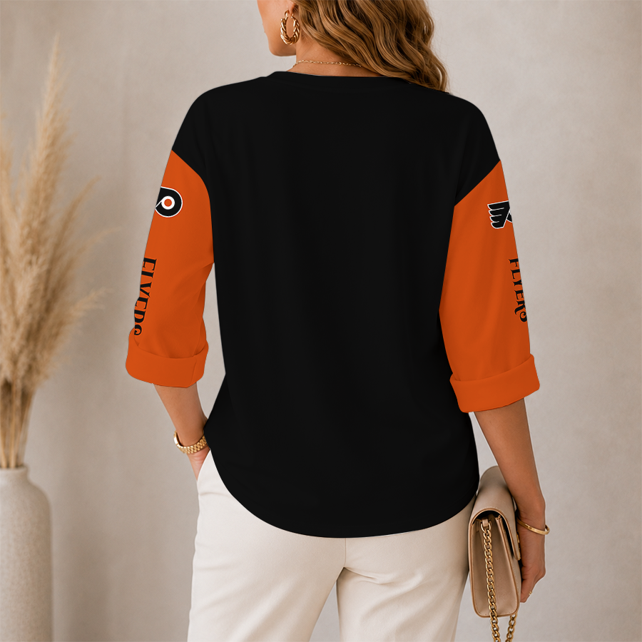 [SUPER SALE] NEW CUSTOMIZED NHL27 PPF PHILADELPHIA FLYERS WOMEN'S HEART V-NECK LONG SLEEVE SHIRT