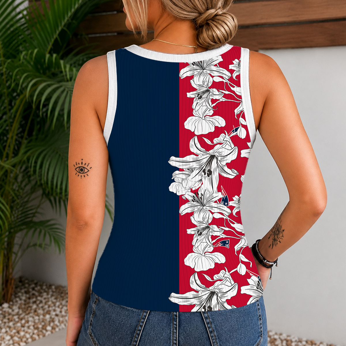 [SPECIAL OFFER] NEW CUSTOMIZED NFL27 NEP NEW ENGLAND PATRIOTS WOMEN'S V-NECK TANK TOP