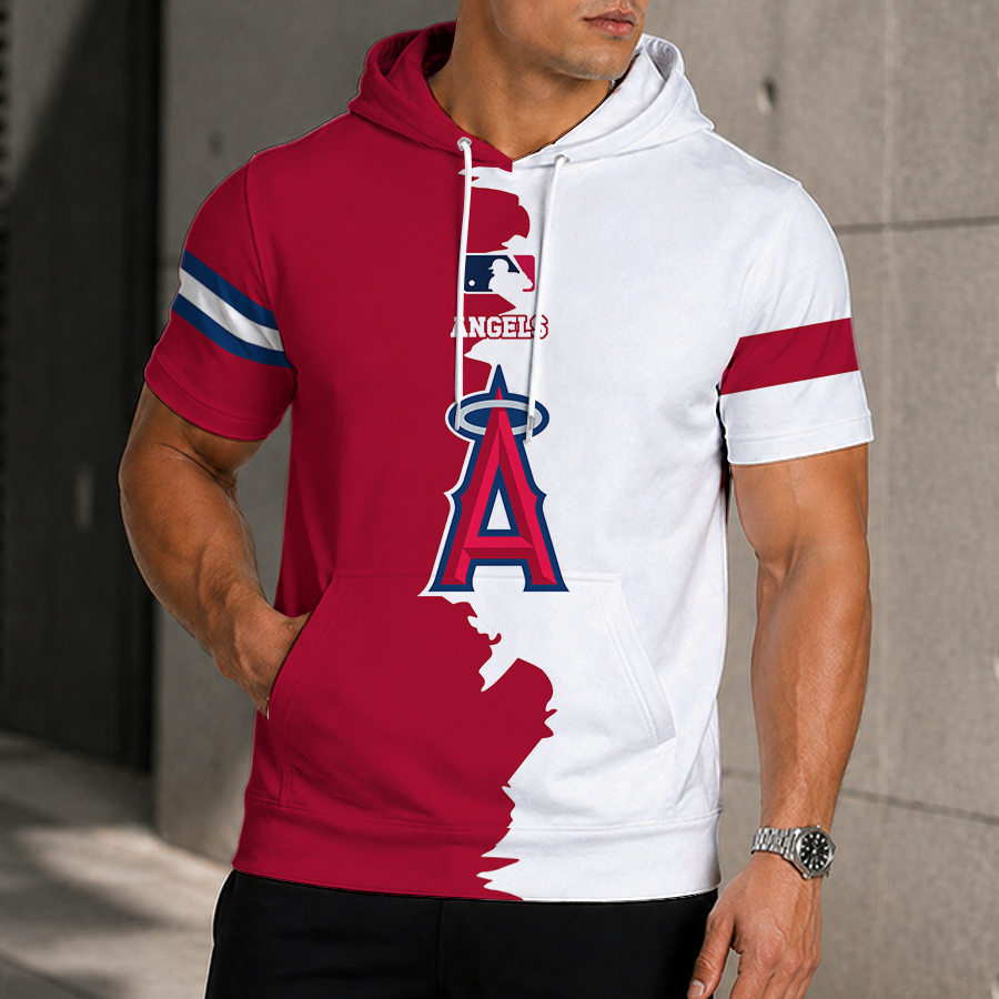 [FLASH SALE] NEW CUSTOMIZED MLB27 LAA LOS ANGELES ANGELS SHORT SLEEVE HOODIE