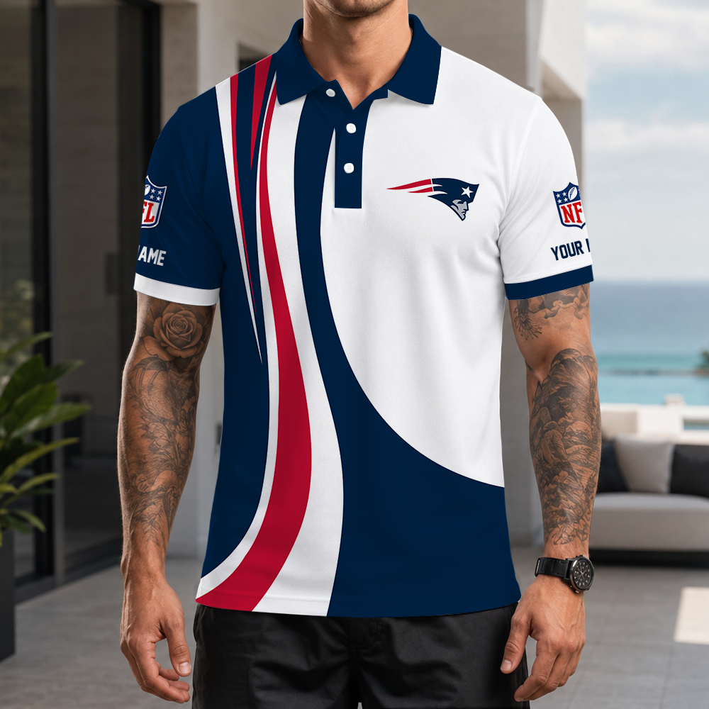 [SPECIAL OFFER] NEW CUSTOMIZED NFL27 NEP NEW ENGLAND PATRIOTS POLO SHIRT