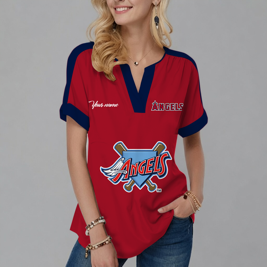 [FLASH SALE] NEW CUSTOMIZED MLB17 NYM NEW YORK METS V-NECK FEMALE SHIRT
